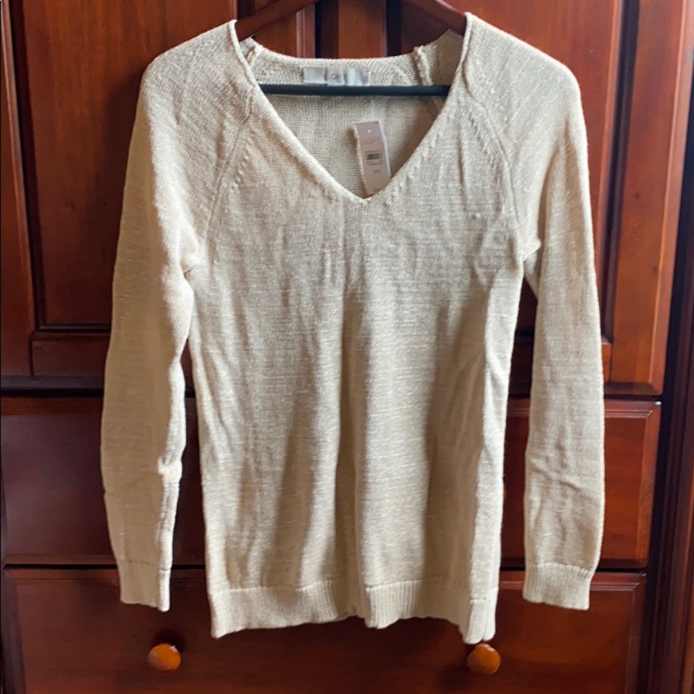 Loft linen-blend loose knit sweater size xxs